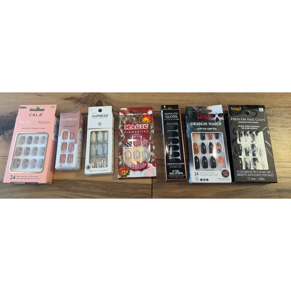 Kiss Impress Cala Diva Press On Nails Lot 7 Sets cat eye Halloween Christmas